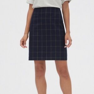 Banana Republic navy windowpane plaid pencil skirt NWT  size 6 Petite 6P